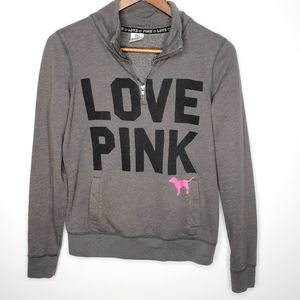 PINK Victoria's Secret Gray Lounge Quarter Zip Top